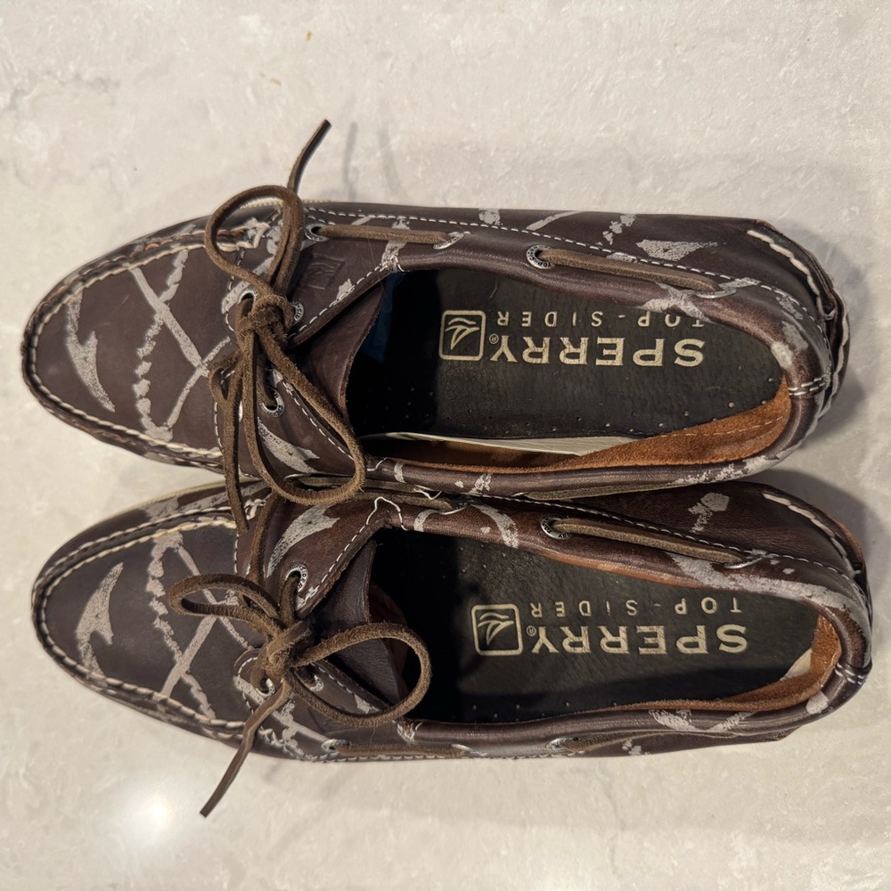Sperry Men's Dark Brown Patterned Boat Shoes